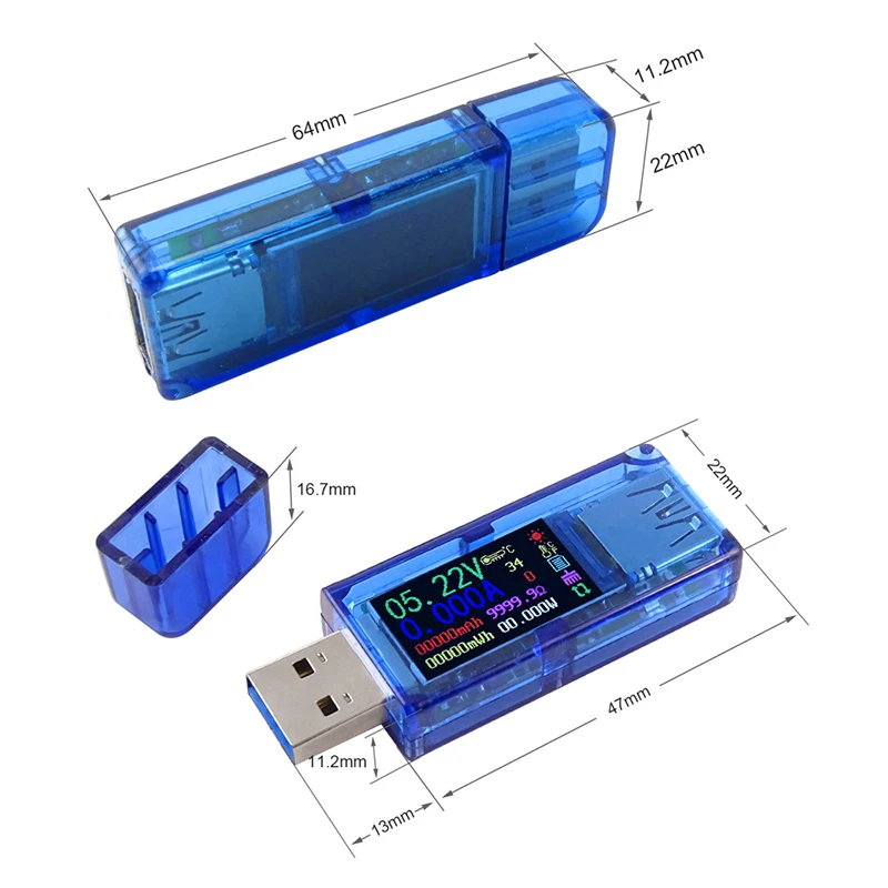 USB 3 0 цветной измеритель мощности ЖК-вольтметр амперметр напряжения тока