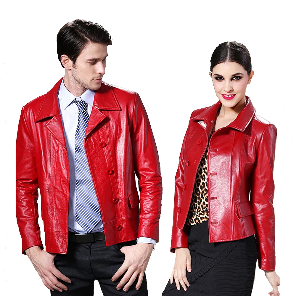 

Модный дизайнерский облегающий костюм для влюбленных из натуральной телячьей кожи, повседневная куртка, подходит для пар, женская и мужска...