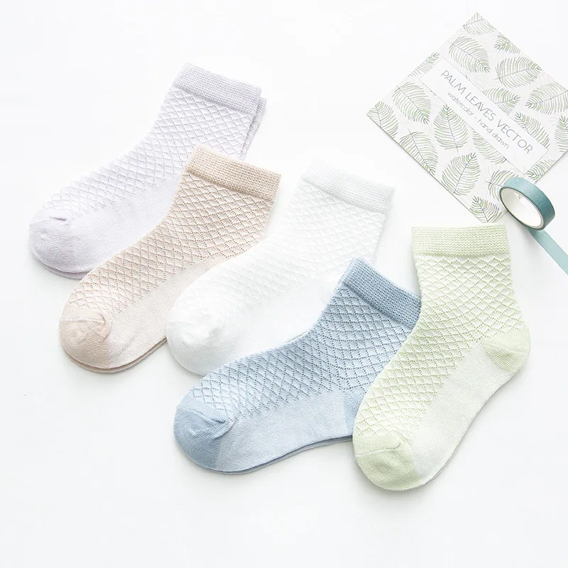 8 5 Pairs/lot Summer Boys Girls Mesh Socks Set 0-12Y Children Kids Thin Short Cotton Comfortable Toddler christmas - Color: 8