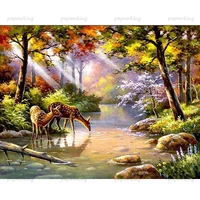 full drill 5d diamond painting landscape forest fawn embroidery cross stitch diy mosaic rhinestones handicraft home decor gifts