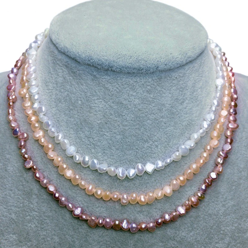 

2020 New 925 Sterling Silver Pearl Necklace 4-5mm Real Natural Baroque Pearl Choker Necklaces For Women Fashion Jewelry Gift