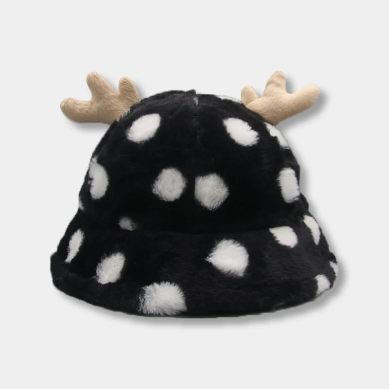 Панама зимняя женская с узором в виде коровы и плюшевой шерсти | Аксессуары для