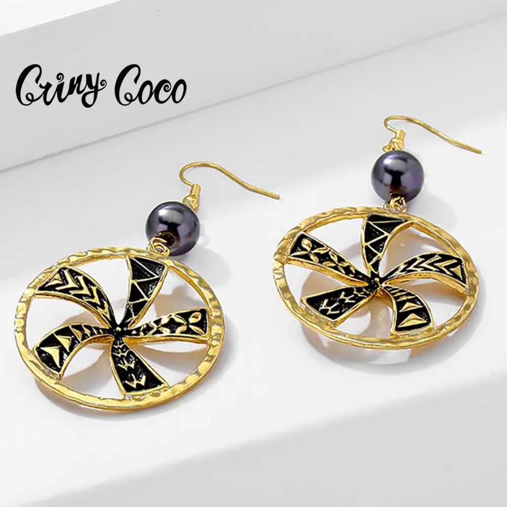 В этническом стиле Гавайи Стиль большие серьги с подвеской в виде цветка для