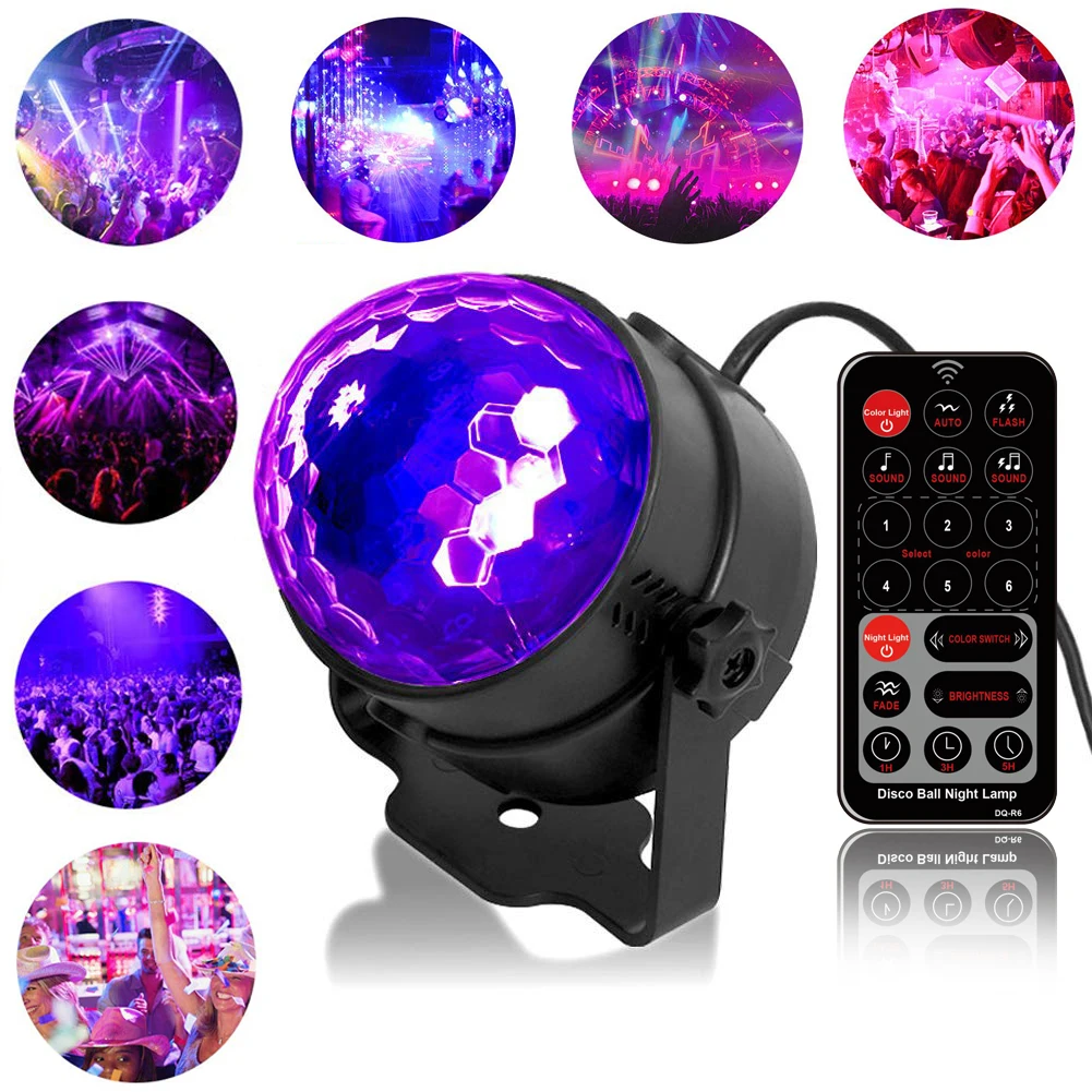 

Sound Activated Rotating UV Disco Ball Laser Light Projector Lamp Party RGB LED DJ Light Christmas Stage Light Colorful Ball Lig