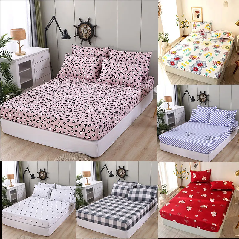 

Linens 100% Polyester Fitted Sheet King Queen Size Bed Sheet High Quality Mattress Cover Printed Bedspread 150(No Pillowcase)