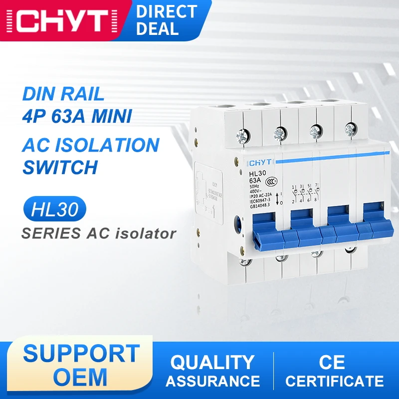 HL30 низкое напряжение 400 В 3 P 63a фазный изолятор переключатель Disconnector AC 50 Гц мини