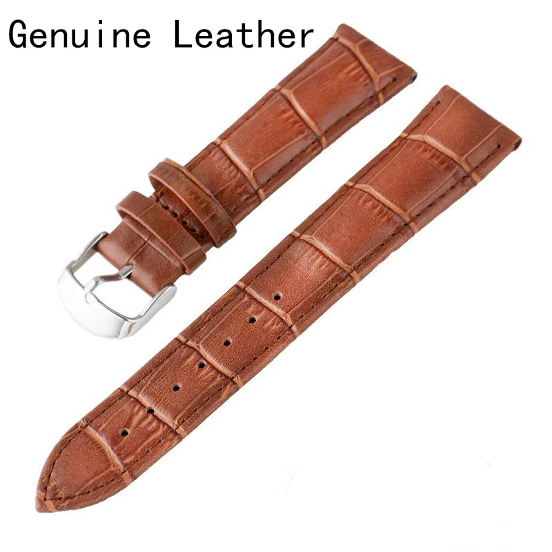 Brown Leather Стальной ремешок с пряжкой-бабочкой из крокодиловой кожи, аксессуары для часов, мужские коричневые, черные, 18 мм, 20 мм, 22 мм, ремешок для Iwatch - Цвет ремешка: Brown Leather