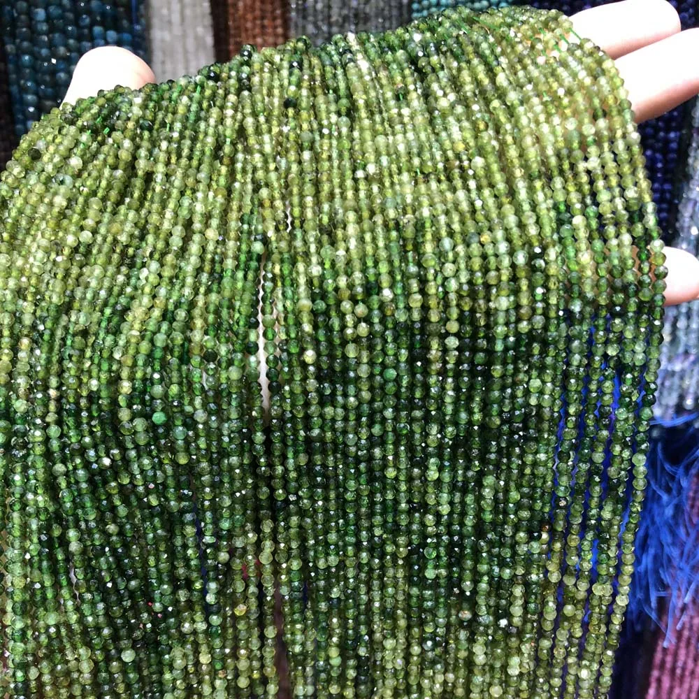 Natural Semi Precious Stone Mini Beads Gradients Verdelite Section Circle For DIY Making Chain 38CM 2.8-3 mm | Украшения и