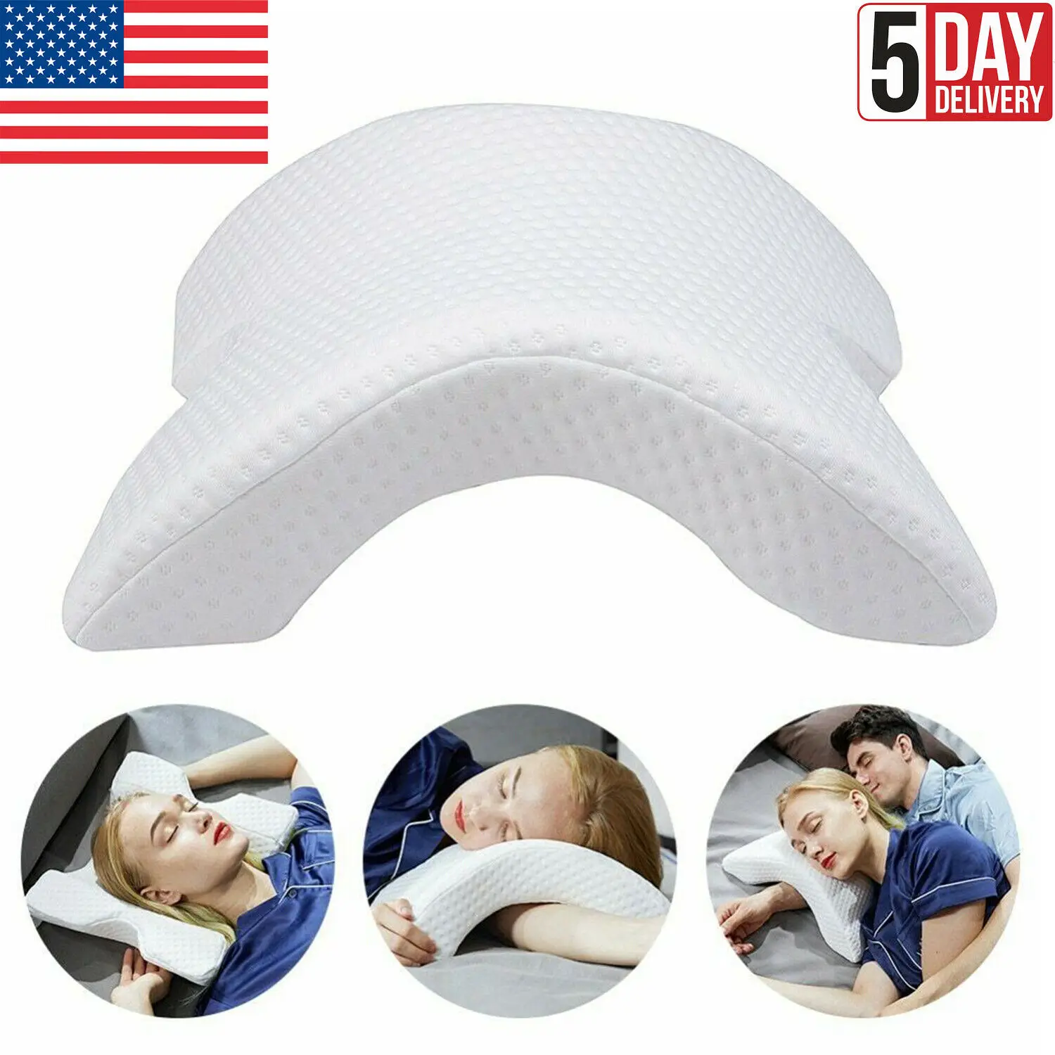 Memory Foam Pillow Detachable Slow Rebound Tunnel Shaped Sleep Arm Cuddling USA