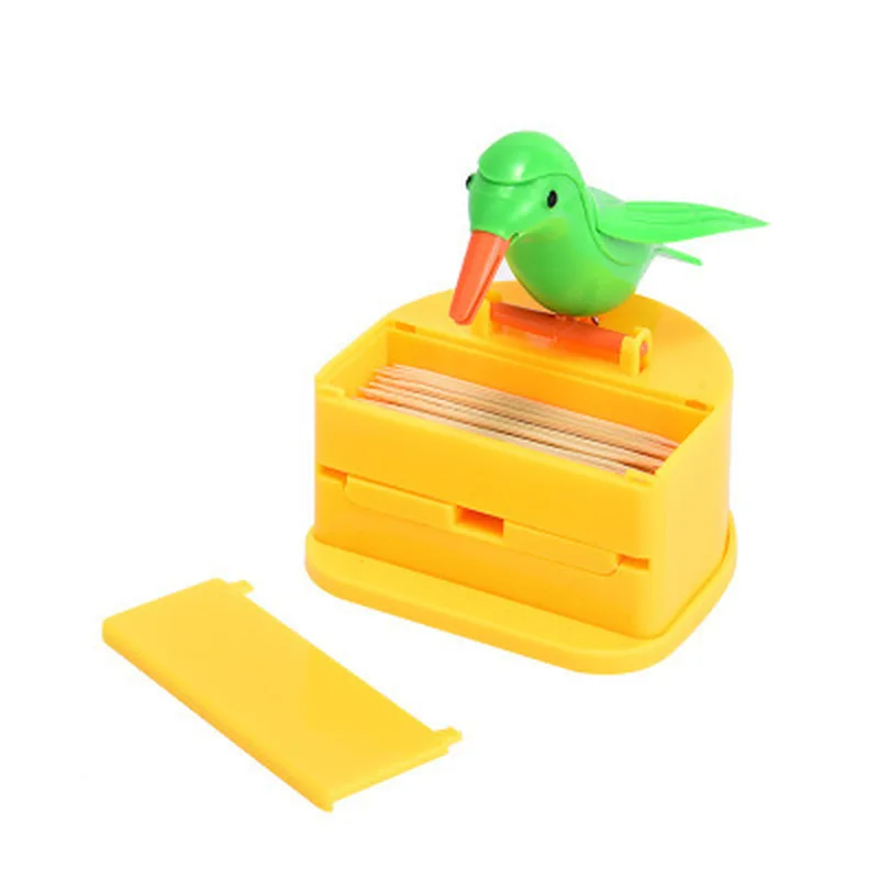 

Creative Personalized Household Kitchen Dining Table Automatic Pressing Bird Toothpick Holder Simple Convenient Bamboo Stick Box