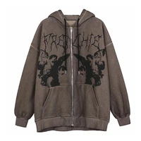 vintage hoodie printed zipper fleece drawstring pockets hooded sweatshirt streetwear vintage hoodie