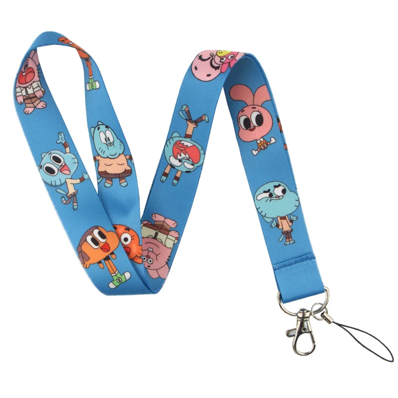 P4023 Dongmanli удивительный мир Gumball Lanyards держатель удостоверения личности Брелок ID карта Пропуск Тренажерный зал мобильный бейдж держатель ключа