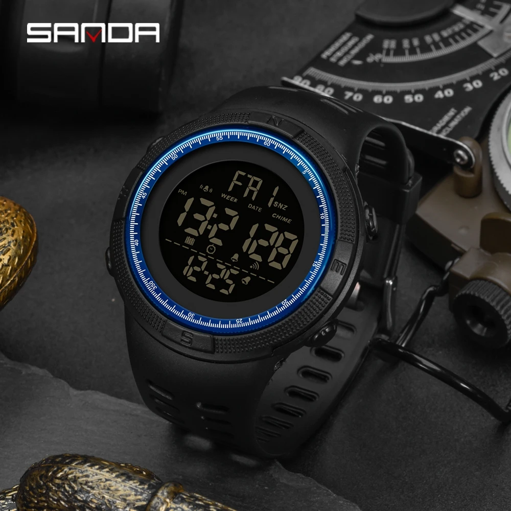 Новинка 2019 мужские спортивные часы SANDA S SHOCK военные водонепроницаемые