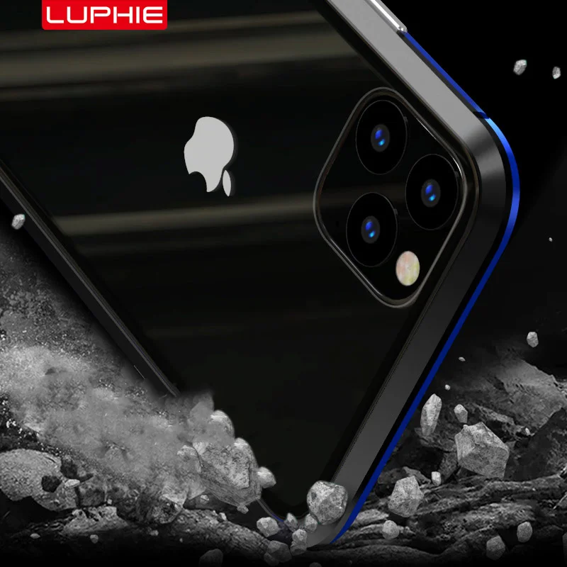 Двухсторонний стеклянный чехол для iphone 11 Pro Max на магните прозрачный