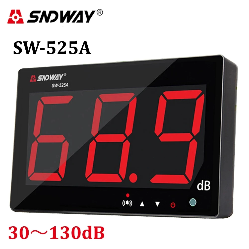 

SNDWAY SW-525A Digital Sound Level Meter Noise Test 30-130dB Large screen Display Wall type Decibel Meter hotel /Office /Library