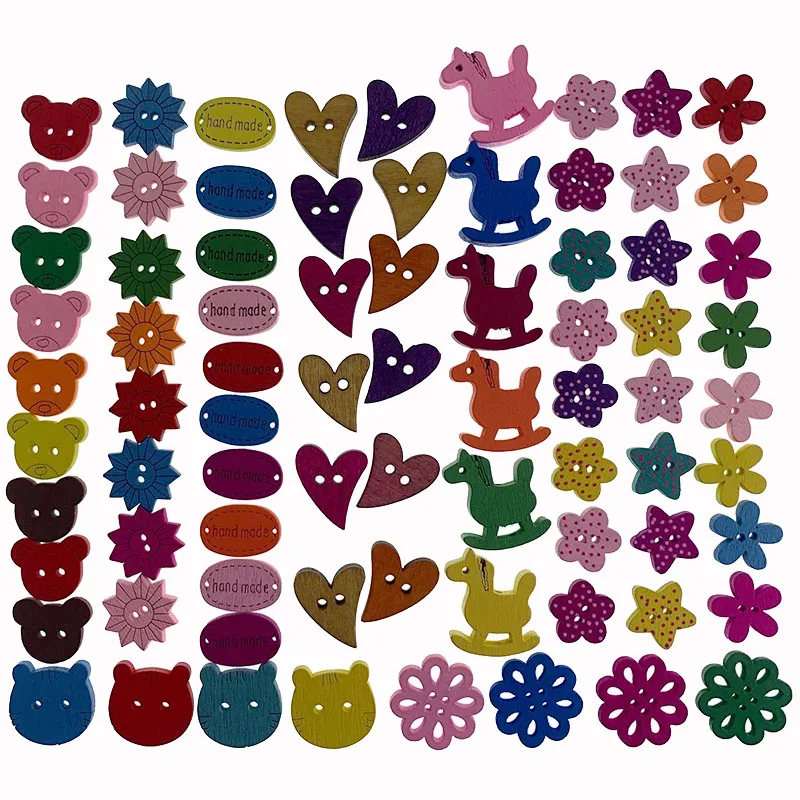 

20/50 шт., деревянные пуговицы для рукоделия