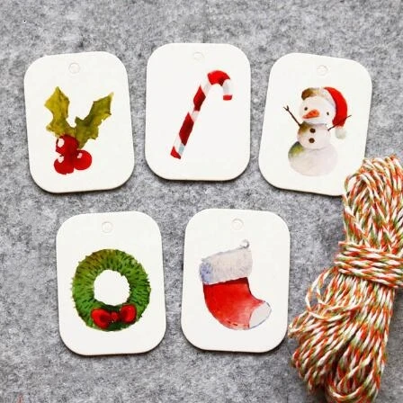 50 шт./лот Санта Клаус Снеговик Олень бумажная этикетка вешалки вечерние DIY Декор