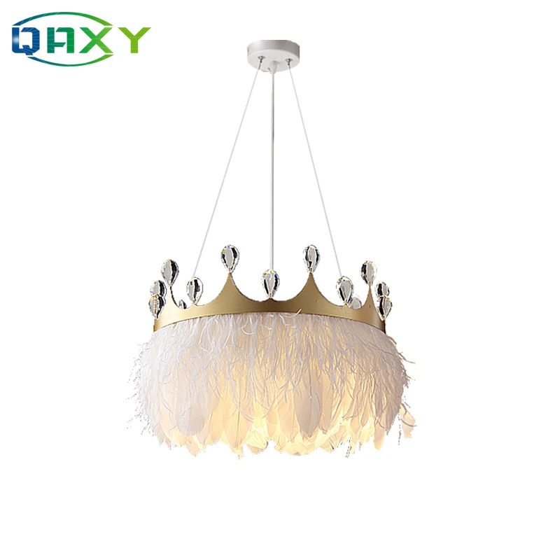 

Nordic Crown-Shaped Feather Pendant Light Goose Feather Led Hanging Lamp Dining Light Docoration For Bedroom/Restaurant[DQ2250]