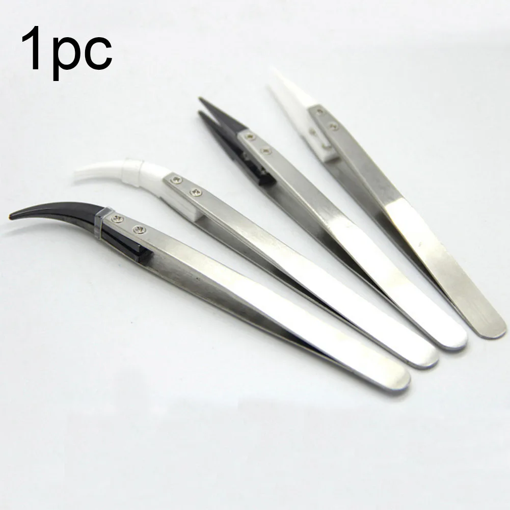 

Static-free Stainless Steel Handle Durable Ceramic Tweezers Anti-Corrosion For Craft Solid High Temperature Resistance Repair