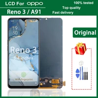 6 4 original super amoled lcd display for oppo reno 3 lcd touch screen digitizer assembly for oppo a91 lcd display replacement