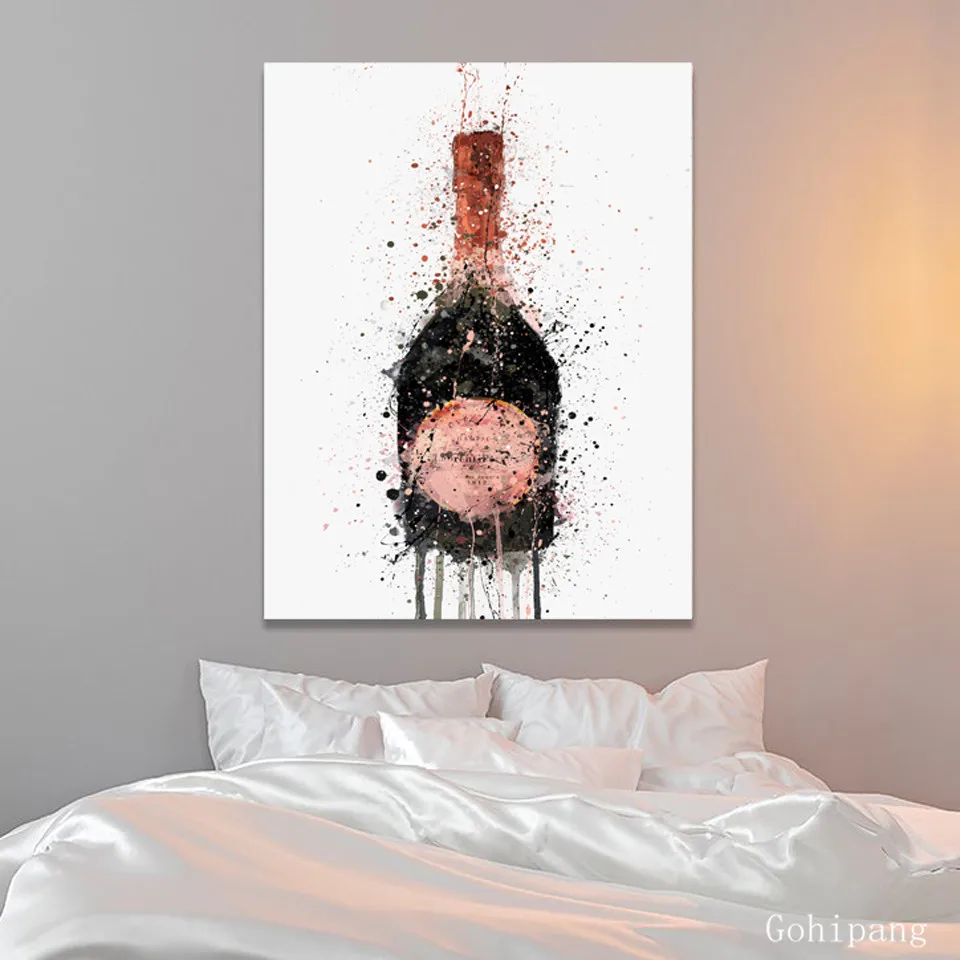 Home Decor Prints Painting Nordic Style Champagne Graffiti Pictures Wall Art Modular Canvas Poster Modern For Bedside Background | Дом и сад