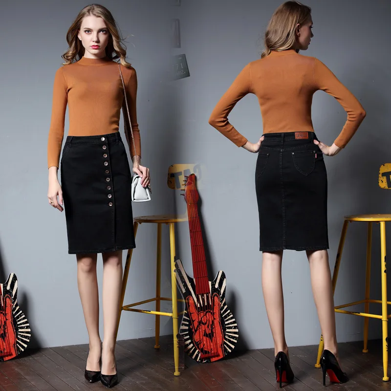 Осенняя женская джинсовая юбка 2020 размера плюс 6XL женские юбки с карманами и