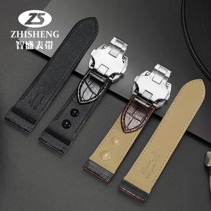 Роскошные мужские часы с ремешком из крокодиловой кожи 20 мм 23 черные модные