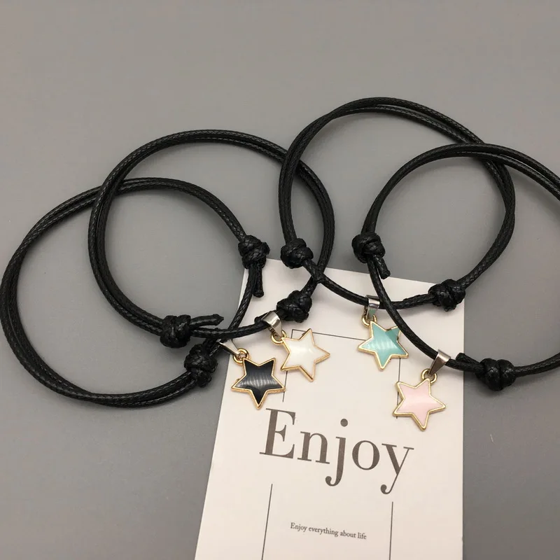 77 Мода Шарм пара браслеты Цепочка веревка ручной работы звезды браслет для