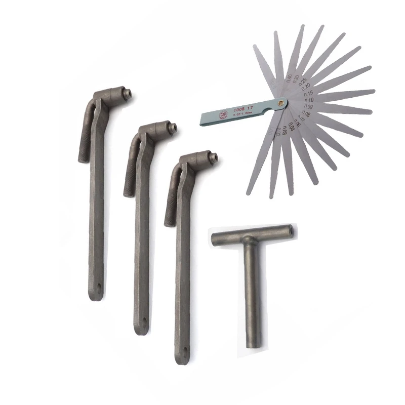 

5Pcs/Set Universal Motorcycle Engine Valve Adjustment Tool Valve Screw Wrench 8-10mm T Type Spanner 0.1-2mm Feeler Gauge