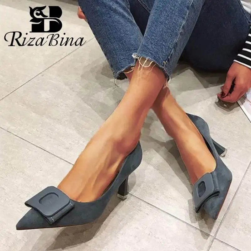 RIZABINA/женские туфли лодочки пикантные модные на высоком каблуке с острым носком и