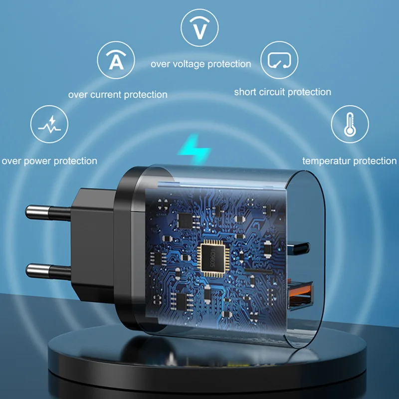 QC3.0 PD 20w Fast Charger Type-c USB Charging Head for Samsung Iphone Phone Huawei Xiaomi Apple IOS Android Applied Quic 5V 4A | Мобильные