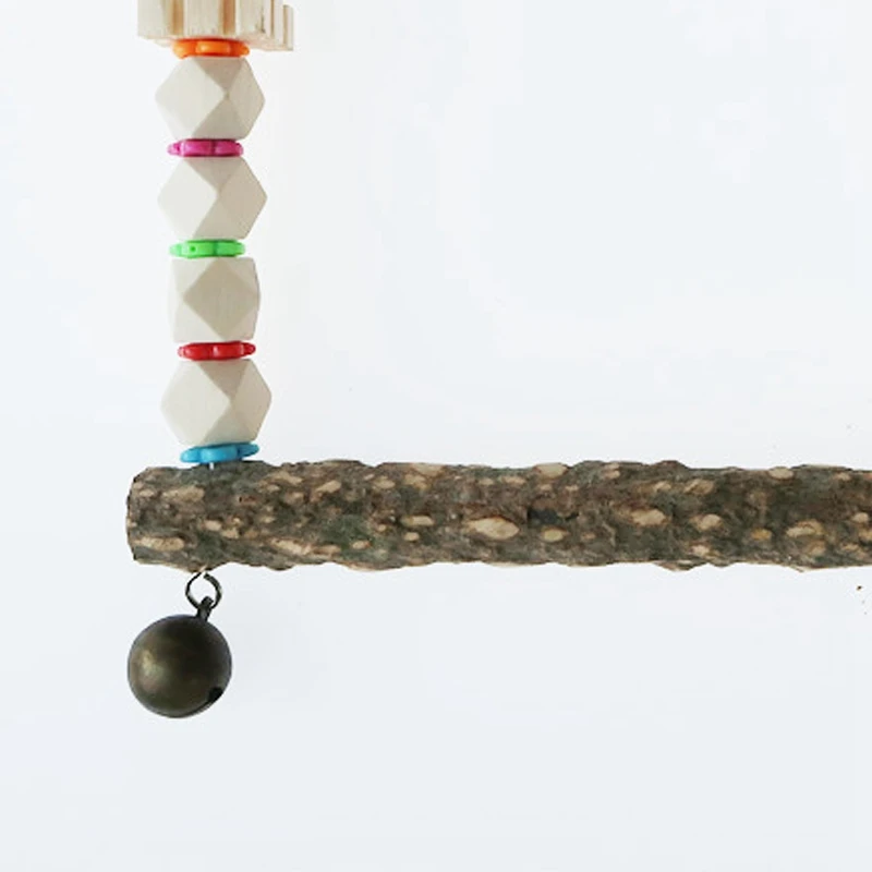 

Bird Swing Toy Wooden Parrot Perch Stand with Chewing Beads Bell Funny Cage Sleeping Stand Play Toys for Budgie Birds