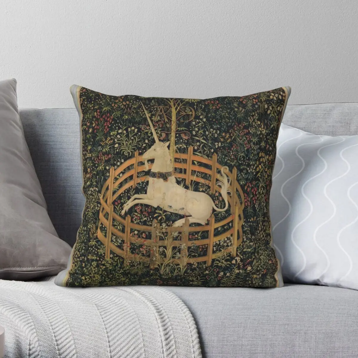 

Unicorn In Captivity Unicorn Fantasy Square Pillowcase Polyester Linen Velvet Zip Decor Throw Pillow Case Home Cushion Cover