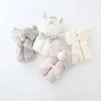 newborn baby blanket with lovely cartoon unicorn hooded super soft new arrival baby trolley blanket