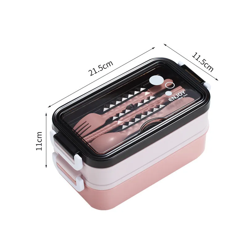 

2021 New Bento Box For Student Office Worker Double-layer Microwave Heating Container Kitchen Utility Tools