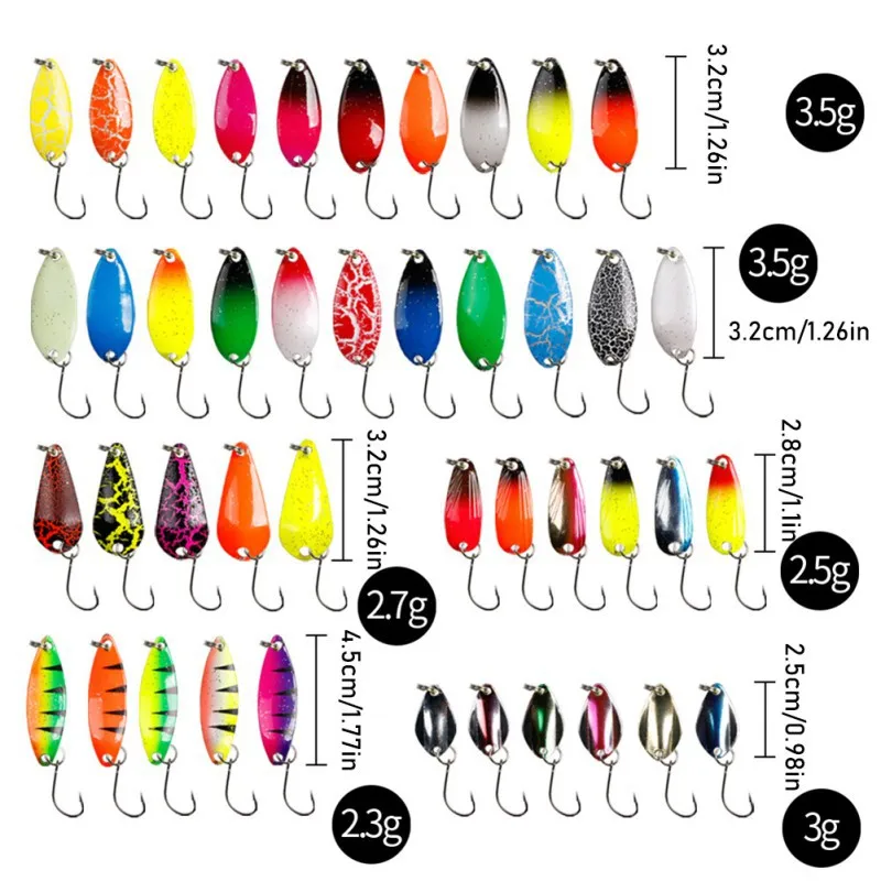 

Fishing Spoon Lure Set Metal Baits Fishing Hooks Trout Fishing Bait For Trout Char And Perch With Tackle Box