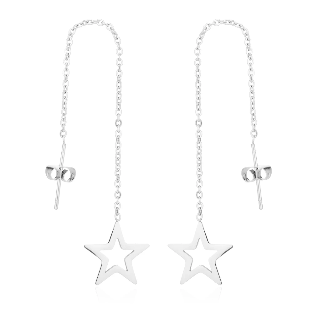 Женские серьги с шестигранной подвеской FENGLI Длинные круглые из нержавеющей