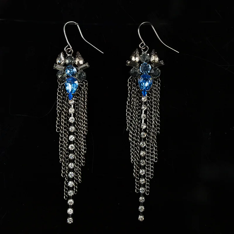 

Fashion Earrings Long Crystal Earrings Metal Tassels Jewelry Earrings For Women