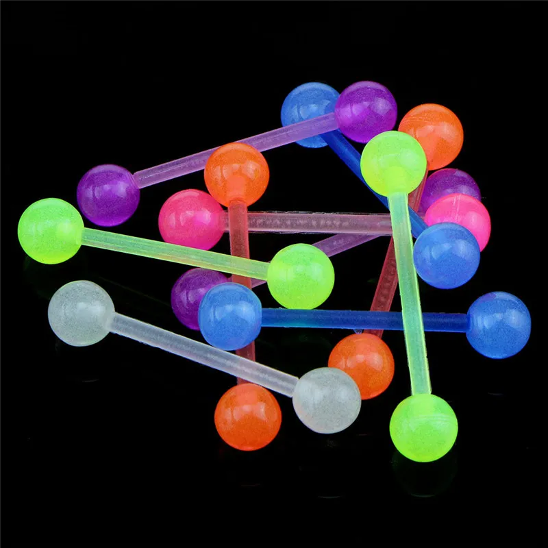 

20pcs/lot Colorful Flexible UV Silicone Tongue Nipple Stud Bar Ring Barbell Piercing Body Jewelry