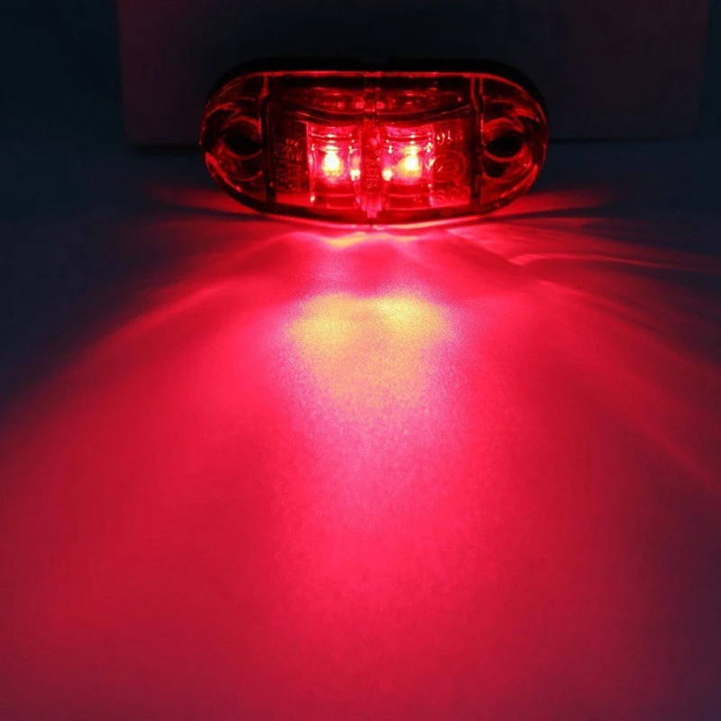 

10Pcs Red 2 Led Light Oval Clearance Trailer Car Truck Side Marker Tail Lamp