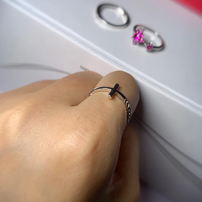 Женское кольцо с крестом PHOEBEJEWEL серебряное для свадьбы помолвки выпускного