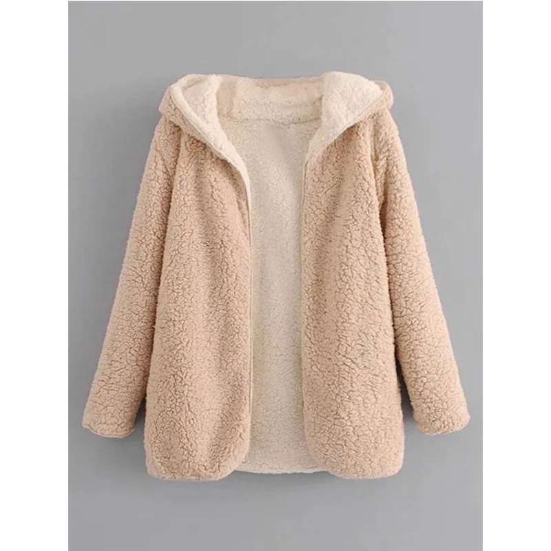 Женское Двухслойное пальто ZAFUL из овечьей шерсти с капюшоном и петлей зимнее