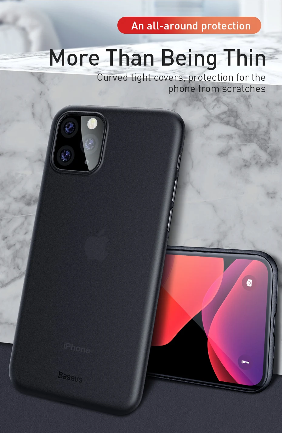Роскошный чехол для телефона Baseus для iPhone 11 Pro Max Xs Max Xr X 11Pro, задняя крышка 0,4 мм, Ультратонкий чехол из полипропилена для iPhone11