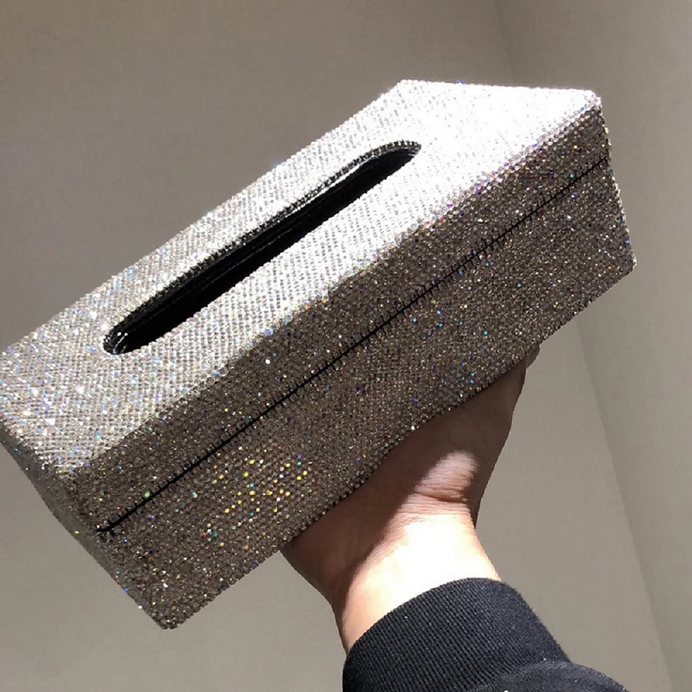 Алмазная клееная кожаная коробка для салфеток автомобиля шикарный роскошный