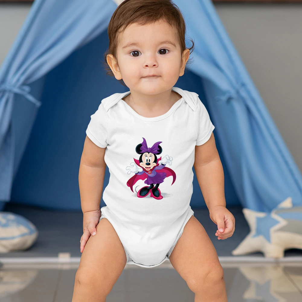 Beb&eacute; reci&eacute;n nacido 1 ropa de Halloween mameluco Minnie Mouse de regalo beb&eacute; ni&ntilde;a mono de manga corta Kawaii monos estilo Harajuku-4
