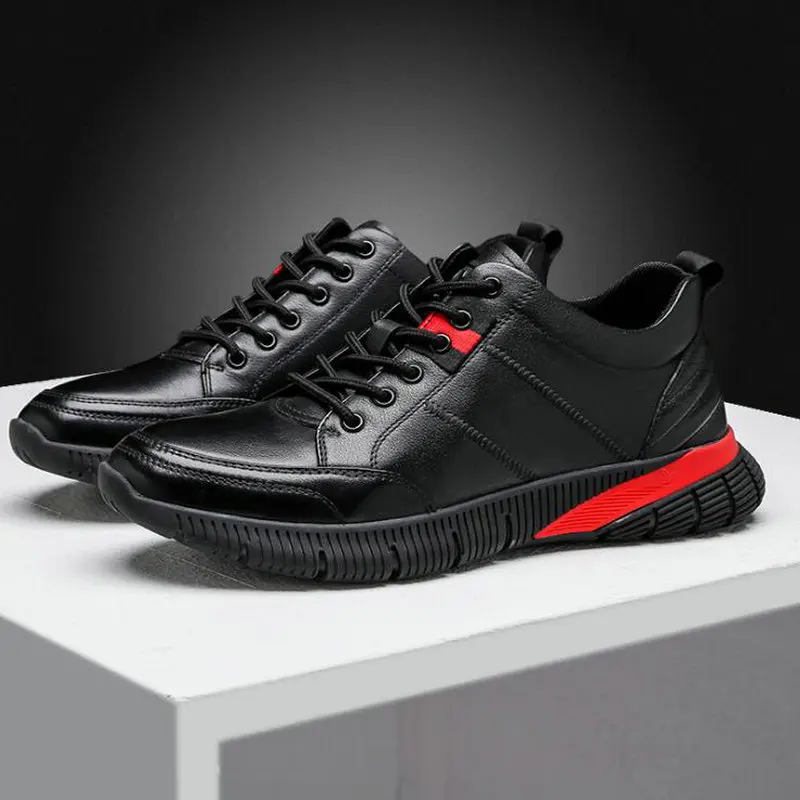 

Мужские повседневные черные туфли на шнуровке, модные мокасины из натуральной кожи для прогулок, мужская обувь на плоской подошве, мужские ...