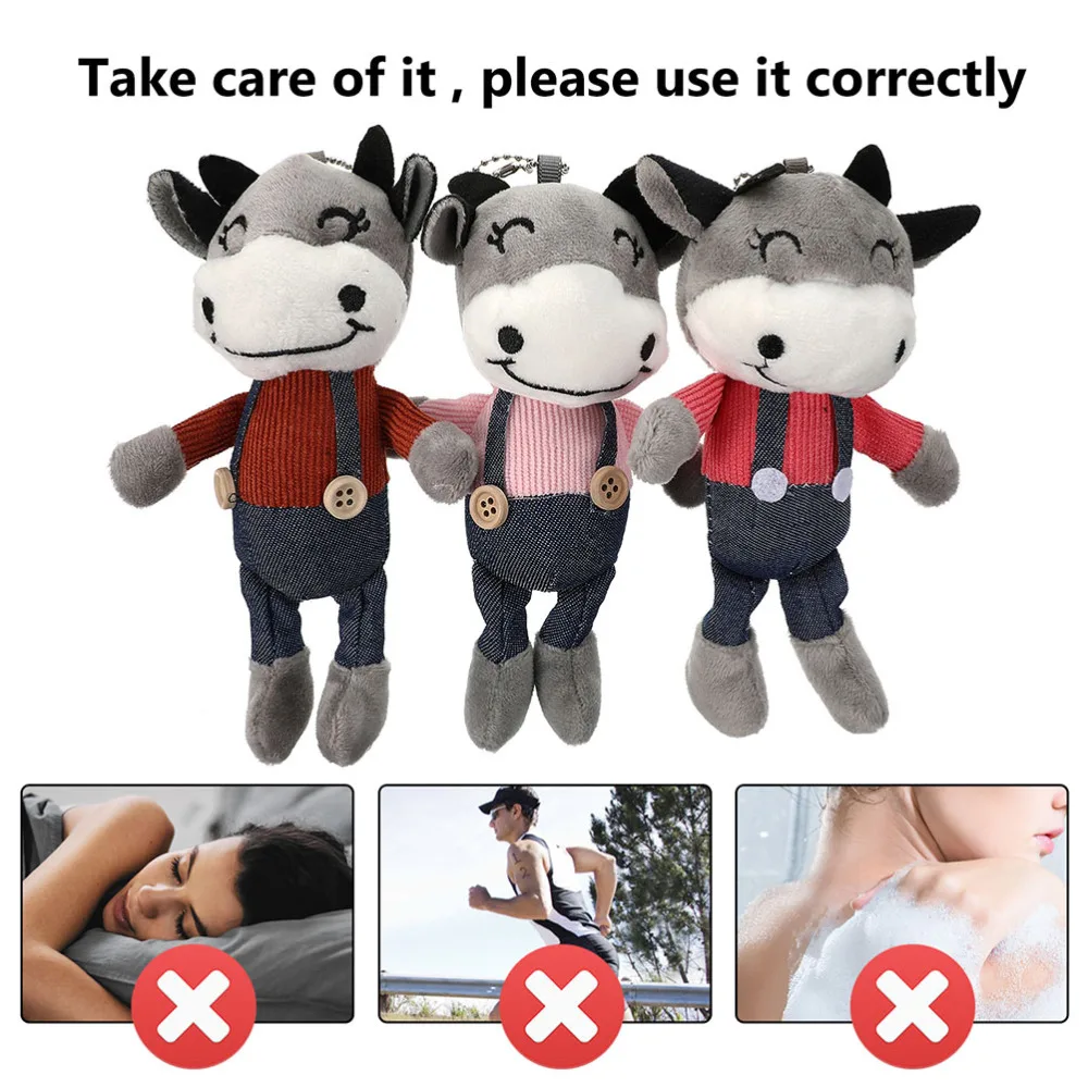 

3pcs Cartoon Stuffed Cow Key Chain Pendant Plush Doll Pendant Bag Hanging Decor
