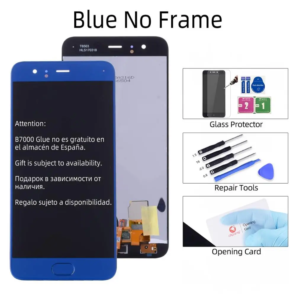 Blue No Frame Дисплей дл XIAOMI Mi6 LCD в сборе с тачскрином на рамке 5.15'' черный белый - Цвет: Blue No Frame
