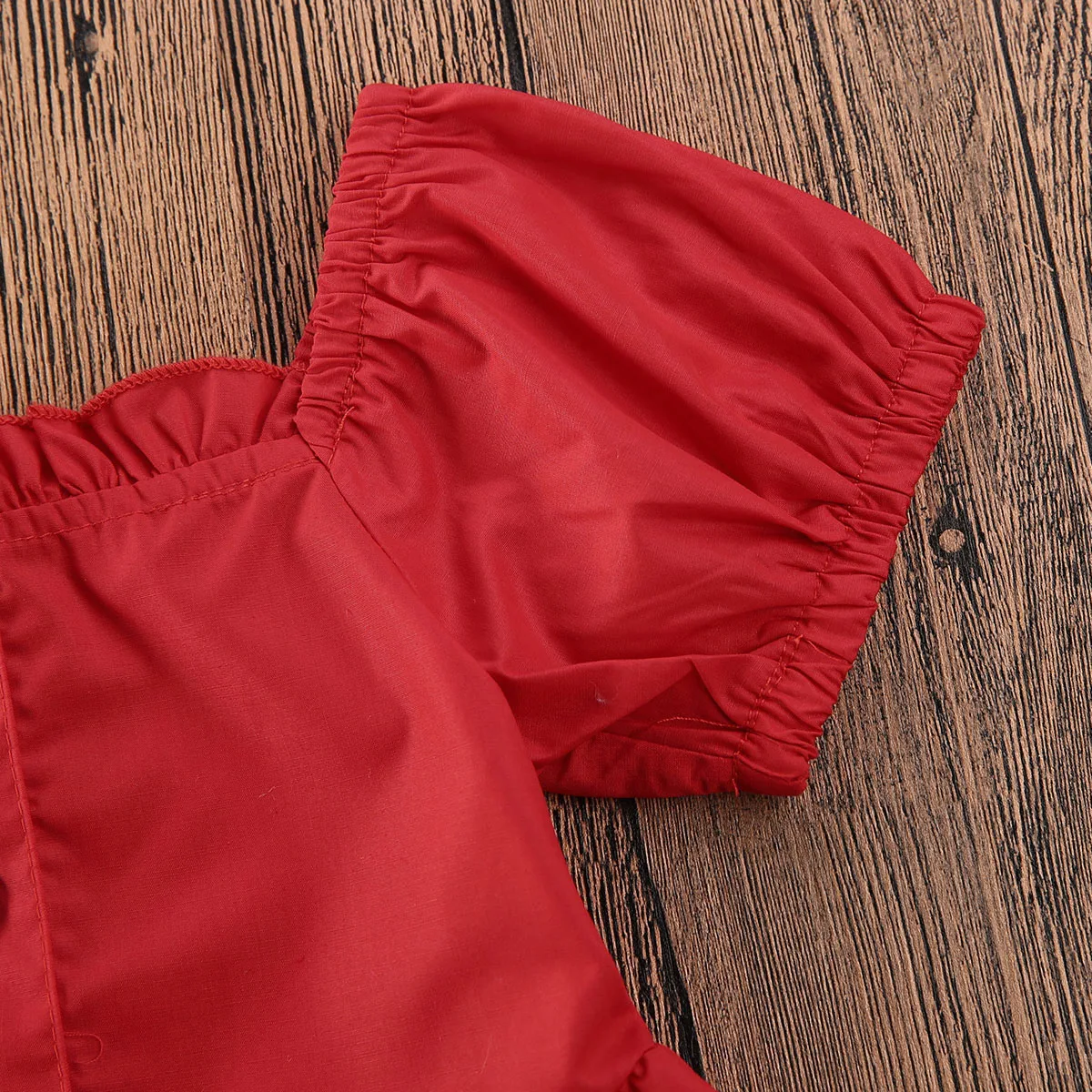 1-4Y Princess Dress Toddler Baby Girls Ruffles Sleeve Off Shoulder Red Pageant Wedding Party Dresses | Детская одежда и обувь