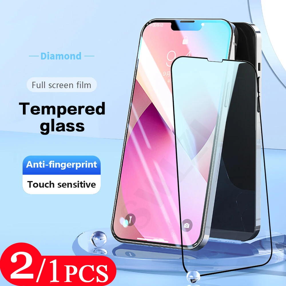 2/1Pcs 9D for iphone 13 Mini 12 11 Pro SE 2020 8 7 Plus X XS Max XR 6 6s Tempered Glass protective Phone Screen Protector Film